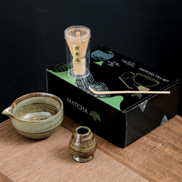 Ensemble cadeau d'outils à matcha artisanaux avec glaçure cuite au four, kit complet de cérémonie du thé traditionnelle avec boîte cadeau de luxe, usage personnel