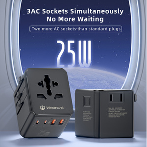 Adaptateur de voyage universel 7 en 1 Wontravel avec logo personnalisé, prise 3AC, 25W GaN PD pour ordinateur portable - Product Image 2