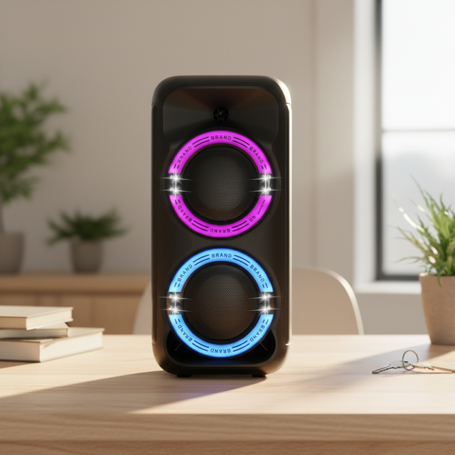 JBR-6602 Square Dance Colorful Double 6.5 Inch Speaker Outdoor 40W for USB Sound Karaoke Function 3000-5000mAh Battery
