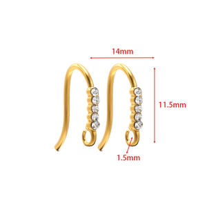 Cierre de gancho de pendiente de circón de alambre de oreja chapado en oro de acero inoxidable hipoalergénico con lazo para fabricación de joyas de mujer DIY a granel - Product Image 4