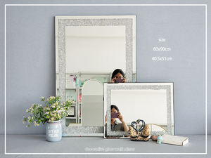 Cristal écraser diamant Rectangle argent verre <span class=keywords><strong>miroir</strong></span> pour décoration murale <span class=keywords><strong>miroir</strong></span> sans cadre acrylique diamant décoration - Product Image 6