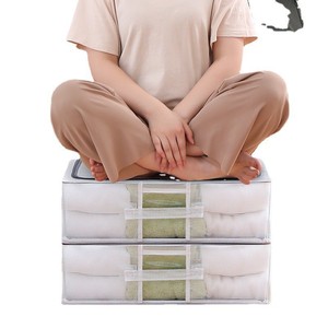 Under Bed Storage <b>Box</b> 70L <b>Foldable</b> With Lid Transparent PVC Clothing Organizer Large Capacity Household Rectangle Shape - Product Image 4