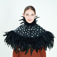 Col de cape en plumes scintillantes, châle décoratif en plumes, accessoire de costume pour carnaval, fête masquée, performance scénique