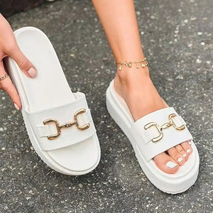 Venta al por mayor de marca de diseñador de moda <span class=keywords><strong>alpargatas</strong></span> de rafia cadena última talla 13 Slip on mujeres cuerda Sandalias planas para damas - Product Image 3