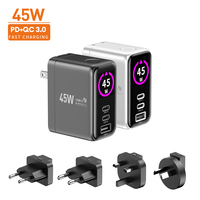 Chargeurs rapides PD, chargeur US triple port, charge rapide 45W GaN, charge rapide PD 3.0 QC 3.0 certifiée CE, pour iPhones et Honor