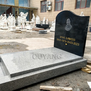 QUYANG индивидуальные резные фотографии умерших Кладбищенский надгробный камень дизайн черный серый гранитный надгробный памятник - Product Image 4