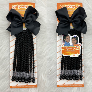 Coleta Vivian para niños con lazo y caja de cuentas estilo trenzado trenzas negro blanco cuentas transparentes extensión de cabello para niños - Product Image 6
