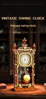 Briques compatibles DIY, jouet rétro vintage, modèle d'horloge à pendule, ornement mécanique, horloge murale à assembler, cadeau pour enfants, ABS