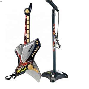 Rock Guitar Toys 2 <span class=keywords><strong>en</strong></span> 1 Combinación <span class=keywords><strong>de</strong></span> instrumentos musicales Juego <span class=keywords><strong>de</strong></span> plástico <span class=keywords><strong>Guitarra</strong></span> <span class=keywords><strong>de</strong></span> juguete con micrófono - Product Image 1