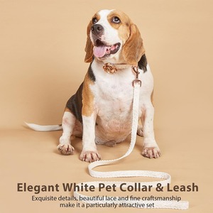 Conjunto de <span class=keywords><strong>Collar</strong></span> y Correa para Mascotas de Alta Gama, con Encaje Suave, Flores, Cierre Metálico, Ajustable, para Perros y Gatos, con Correa a Juego - Product Image 3