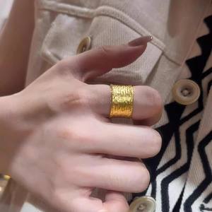 Nuevo Anillo Anual Dorado con Textura Cepillada Yao <span class=keywords><strong>Lin</strong></span> Su, Estilo Old Money, Simple y Elegante para el Dedo Índice - Product Image 4