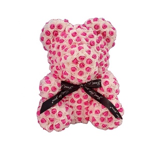 Flor Artificial Pequeña Espuma De Poliestireno Rojo Tedy Floral Espuma Pe 40Cm Osos De Rosas Flores Regalo Oso Rosa De Peluche Con Caja - Product Image 1