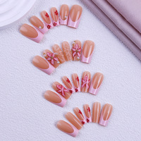 Kit de faux ongles 3D de luxe personnalisés de haute qualité, vente en gros, courts, carrés, amande, French Manucure, en gel souple, à presser