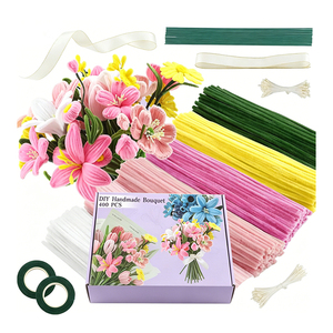 Kit de arte educativo DIY con limpiapipas de terciopelo de 10 mm para proyectos creativos y diseños decorativos de flores con limpiapipas - Product Image 5