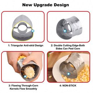 304 Stainless Steel Manual Cob Remover Convenient <b>Kitchen</b> <b>Gadget</b> for Peeling Corn Vegetable Stripper - Product Image 2