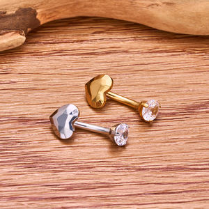 ASTM F136 titanio 14G ombligo anillos en forma de corazón CZ hilo interno cristal ombligo Piercing anillo tit joyería - Product Image 5