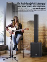Altavoz Subwoofer de Columna Activo - Caja de Madera Contrachapada de Abedul, Sistema de Audio Portátil Line-Array de 1200W, Entrada Balanceada XLR para Escenario