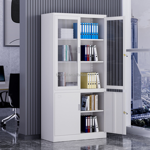 Armoire de rangement moderne en acier de grande taille avec porte vitrée, mobilier de bureau à domicile en promotion - pour les classeurs scolaires - Product Image 5