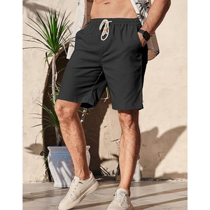 Pantalones Cortos Casuales Negros para Hombre con Cordón Ajustable - Perfectos para el Verano y Actividades al Aire Libre - Product Image 1