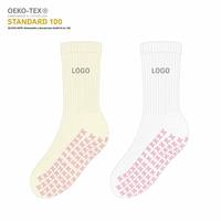 Chaussettes de yoga en tricot de haute qualité pour l'automne, avec logo personnalisé, respirantes, pour femmes, chaussettes de Pilates antidérapantes pour le yoga et les sports