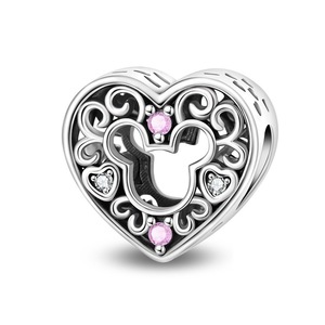 <b>Cute</b> and playful jewelry made of white brass, including a mouse, heart, travel boat, Rubik's Cube, and compass pendant - Product Image 2