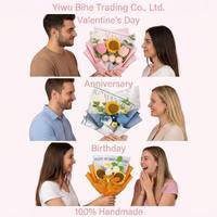 Karangan Bunga Sutra Rajutan Tangan Berkualitas Tinggi BH Cross-border, Tahan UV, Ramah Lingkungan, Untuk Dalam/Luar Ruangan, Hari Ibu, Bunga Pengantin