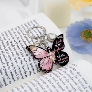 Llaveros Católicos con Versículos Bíblicos, Mini Colgantes de Cruz, Joyería Cristiana con Mariposas, Recuerdos de Bautismo - Product Image 6