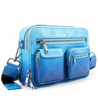 Mode Gradient Crossbody-tas voor heren Waterdichte PU-schoudertas Meerdere compartimenten Verstelbare riem Geschikt voor buiten