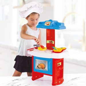 Cuisine jouet pour enfants 41x27x64 cm avec 19 accessoires, assiettes, couverts, casseroles, jeu de petit chef, ensemble de repas pour enfants - Product Image 5