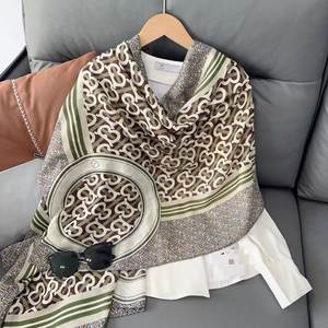 YX レディース スカーフ スクエア コットン ポリエステル サテン 幾何学模様 ロング丈 春 冬 秋 多機能 アウトドア - Product Image 4