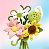 Rangkaian Bunga DIY Boneka Bunga Plush Hiasan Kuncup Bunga Buatan Sunflower Tulip Hadiah Penyembuhan untuk Anak Perempuan Grosir