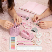 Ensemble de papeterie de bureau rose pastel - Kit de fournitures de bureau 12 en 1 pour la maison et le bureau