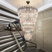 Lustre nordique moderne de luxe à LED en cristal pour hôtels, escaliers, mariage, salon, grandes lampes suspendues de 90 pouces avec plafond en verre