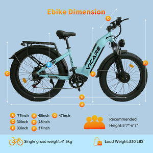 VICARE MN-6 Vélo à pneus larges de 26 pouces à 7 vitesses, 1000W*2, double moteur, cadre en aluminium entièrement amorti, frein à disque hydraulique - Product Image 4