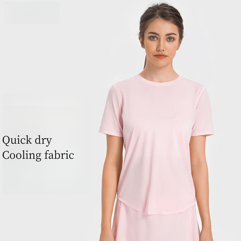 Whole Sales Women's Cooling Fabric Short Sleeve Shirts Quick Dry Gym Stretch T Shirts Workout Running Tops Plus Size Sports Wear