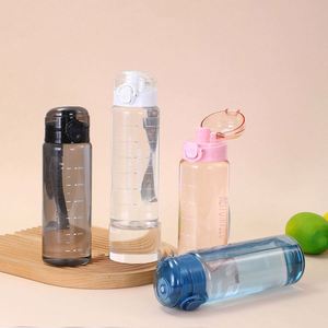 Bouteille d'eau en plastique PC personnalisable avec logo, écologique, isotherme, grande capacité, avec couvercle et corde, pour la rentrée scolaire - Product Image 2