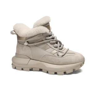 Sapatos esportivos femininos de inverno em algodão casual para caminhadas ao ar livre botas de neve em branco tênis de pele