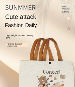 Vải Hàn Quốc Phong Cách Lười Biếng Thời Trang Sinh Viên Nhỏ Gấu Nữ Dễ Thương Ăn Trưa Túi Túi Xách Dây Kéo Polyester Không Thấm Nước Cho Nhân Viên Văn Phòng - Product Image 6