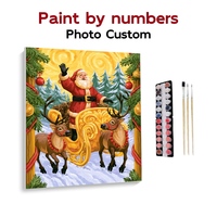 Kit de peinture par numéros DIY pour adultes, traîneau du Père Noël et rennes, articles de décoration pour la maison, livraison directe et vente en gros disponibles.