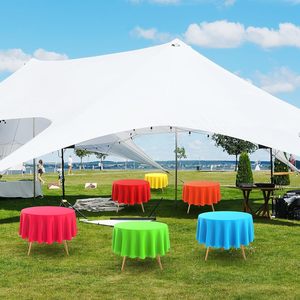 84 pollici tovaglia di plastica rotonda usa e getta tovaglia impermeabile tovaglia decorativa - Product Image 2