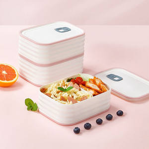 Fiambrera de plástico rectangular de 580ml, contenedores de alimentos Bento antibacterianos sin BPA con dos compartimentos - Product Image 1