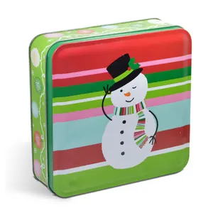 Hot Sale Custom Square Christmas Metal Cans Candy Packaging Biscuit Tin
