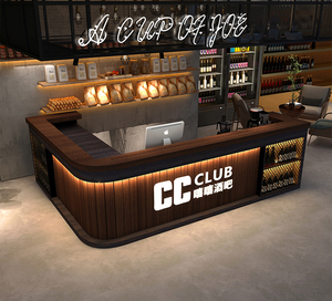 Bancone Tavolo da Bar Industriale Vintage in Legno a L con <span class=keywords><strong>Cassa</strong></span> per Ristoranti e Attività Ristorative Ricevimento Front Office - Product Image 1