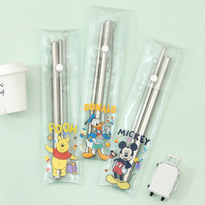 ชุดอาหารเย็นโลหะแบบพกพาทนทาน ลายการ์ตูน พร้อมชุดหลอดสแตนเลสใส - Product Image 3