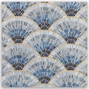 Azulejos de mosaico con forma de abanico de latón con mezcla de vidrio de diseño artístico para decoración de pared y suelo de cocina y baño - Product Image 1