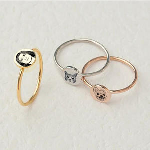 Estampas de pata de animal de estimação personalizado, anel retrato para fotos, anel personalizado, esculpido, anéis circular, presente para amantes de animais de estimação, joias para mulheres - Product Image 2