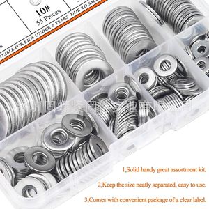 304 Stainless Steel Flat Washers Assortment Kit 270pcs American Standard Sizes for Mechanical Use - Product Image 2