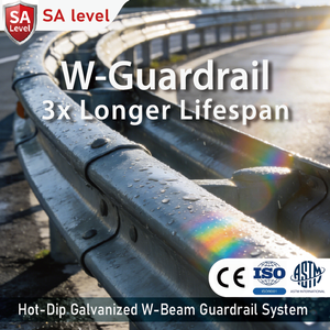 Barandilla de Seguridad Vial de Acero al Carbono de Alta Calidad, Tipo <span class=keywords><strong>W</strong></span>, Galvanizada por Inmersión en Caliente, Barrera de Seguridad Vial Anticolisión, Grado Ingeniería - Product Image 1