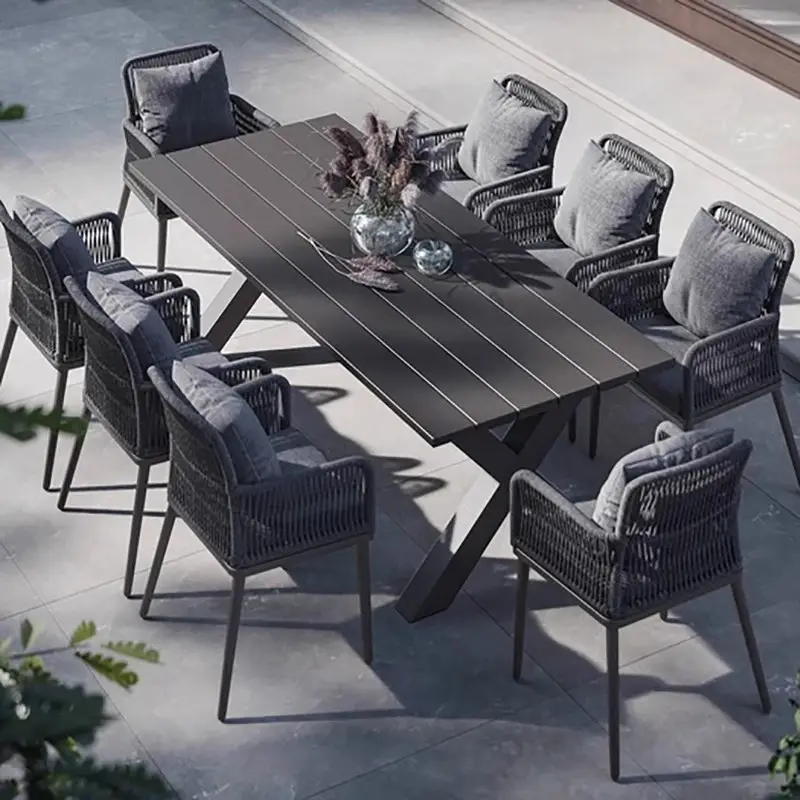 Conjunto de mesa e cadeiras de jardim em ferro fundido para exterior, design nórdico, mais vendido, para cafeteria