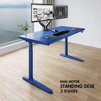 Escritorio Ergonómico Moderno Negro Multicolor, Escritorio Inteligente Duradero con Doble Motor y 3 Etapas, Escritorio Eléctrico de Madera con Altura Ajustable